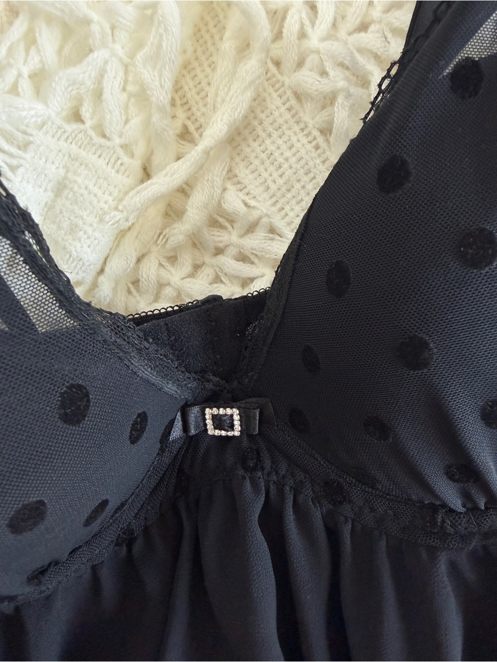 Sheer Black Polka Dot Babydoll Chemise lingerie dress - Picture 3 of 6
